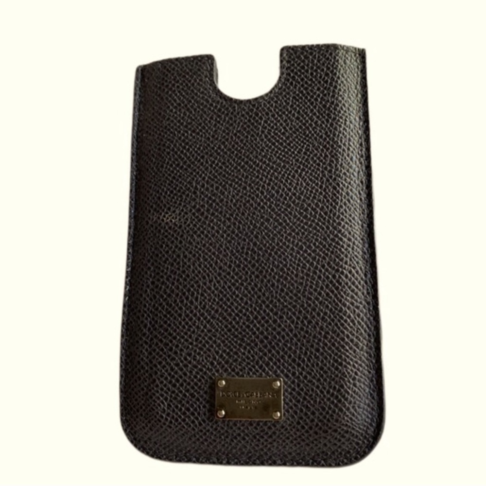 Dolce & Gabbana Leather Pouch with Logo Plaque